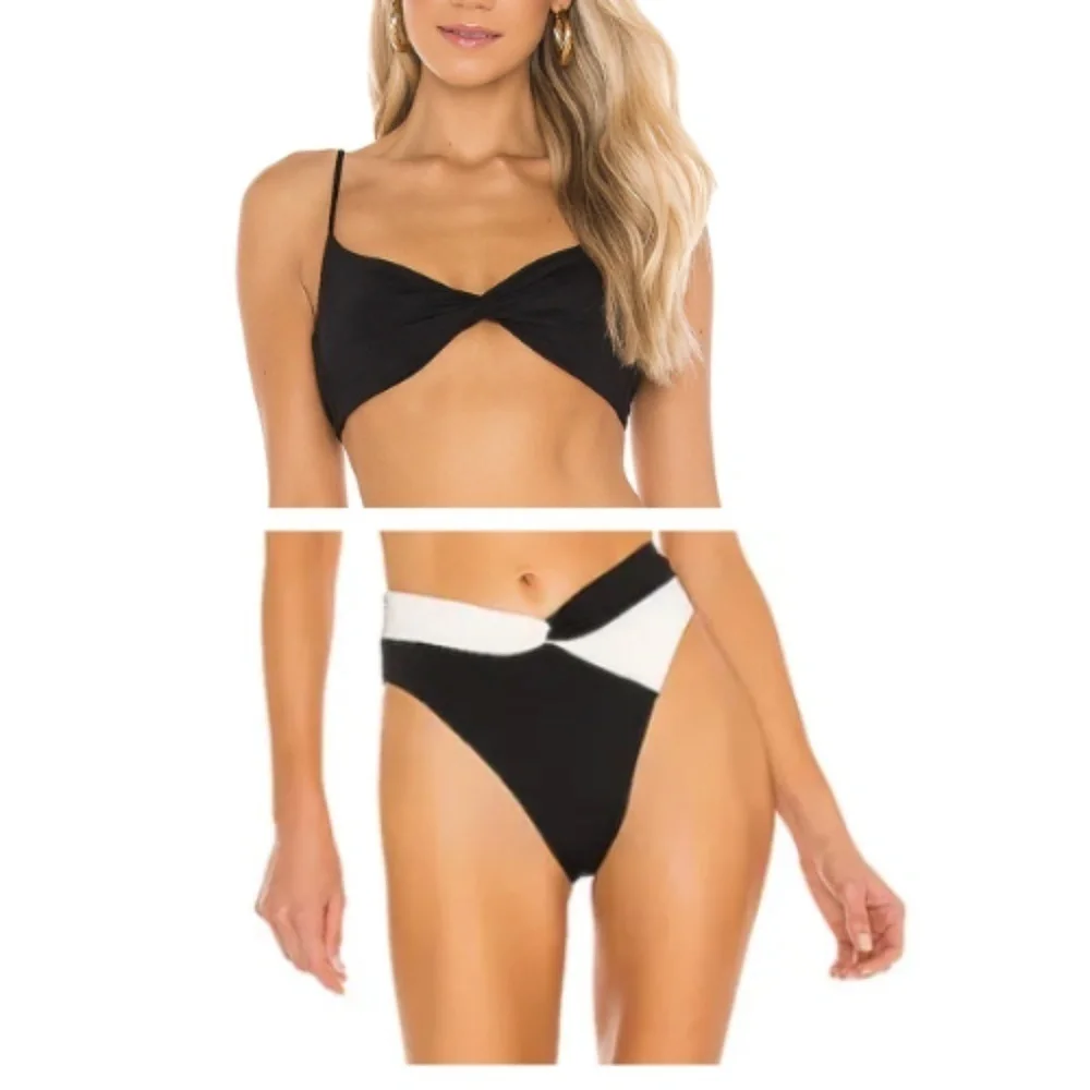 NWT L*Space Ringo Top & Nancy Lee Color Block Bottoms 2 Pc. Bikini Set S…